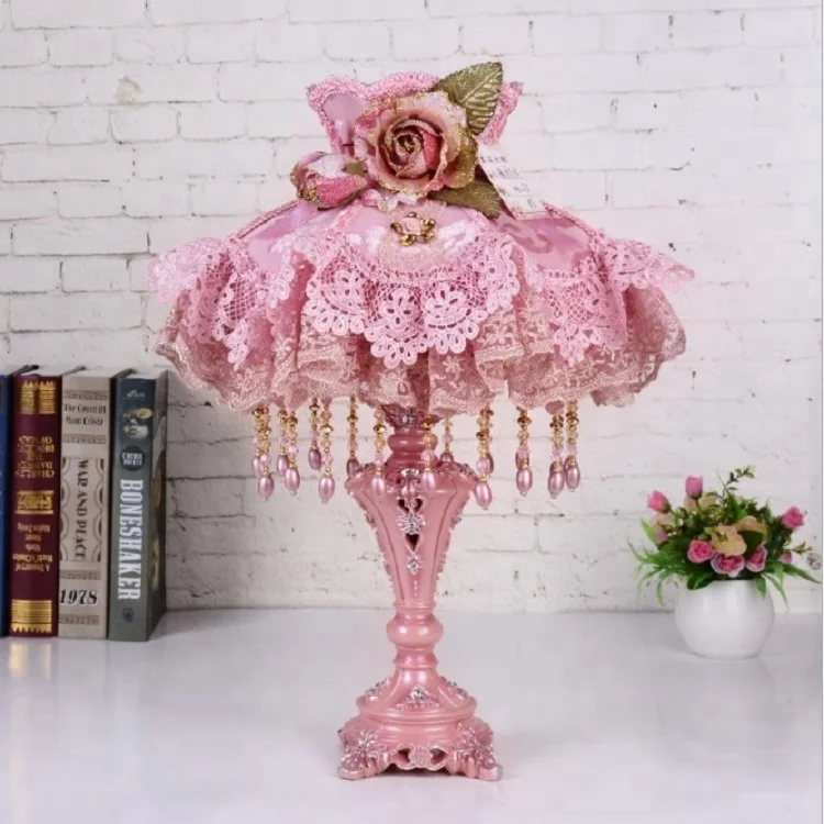 Wholesale Modern Retro pink Light Round Base Table Lamp for Hotel Bedroom