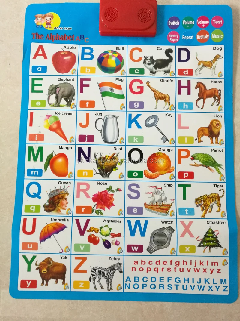 Plastic Paper english fruit chart sound alphabets wall poster
