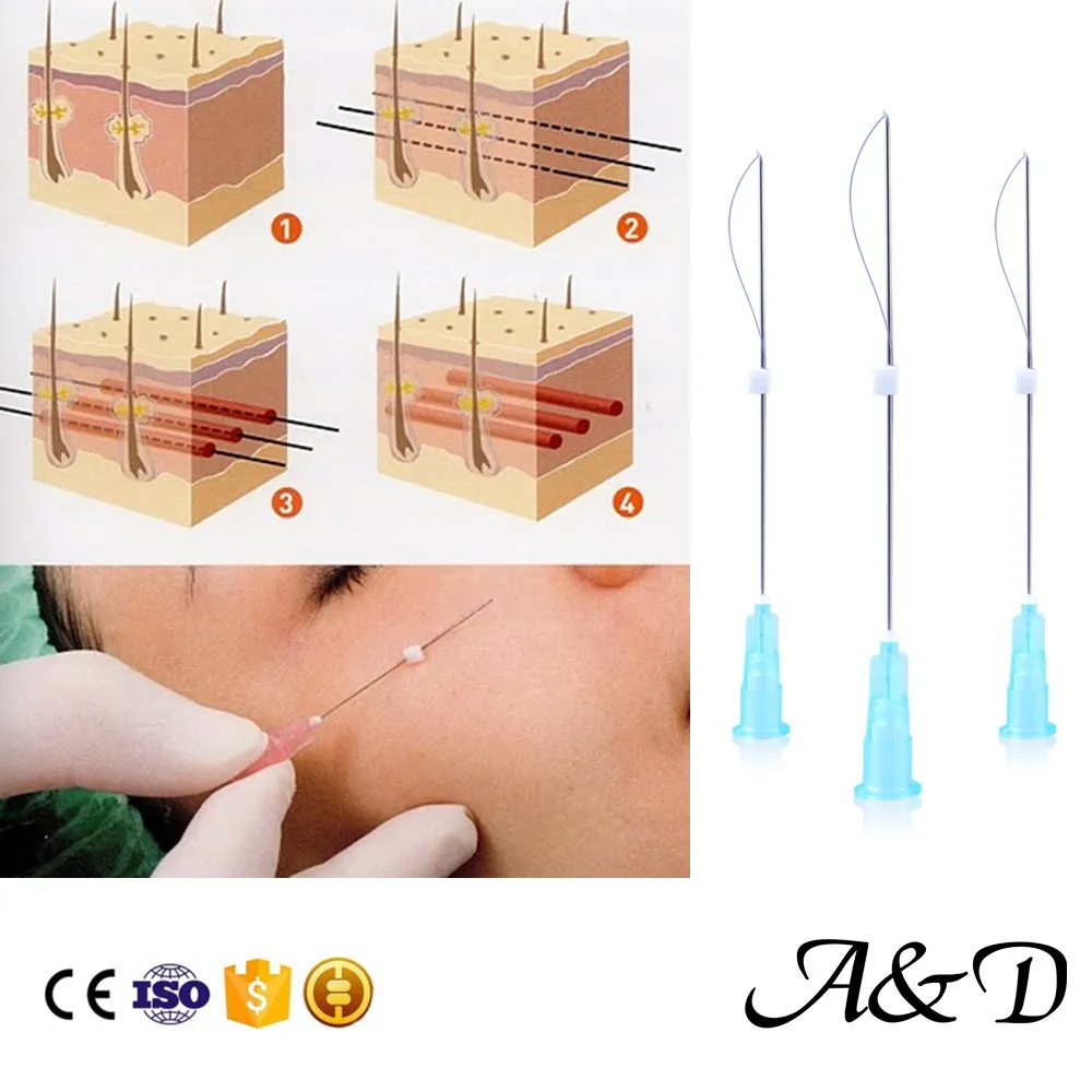 Free shipping Barbed thread PDO 19g50mm L Blunt for nose bridge hilos lifting