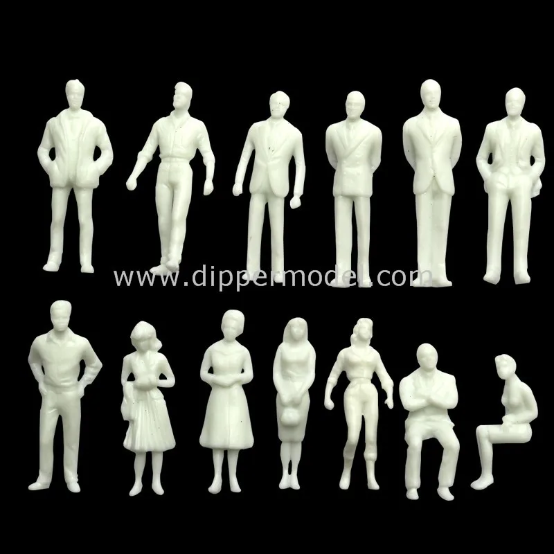 1:50~1:300 miniature white plastic little model people for scale model/architectural model layout/landscape layout