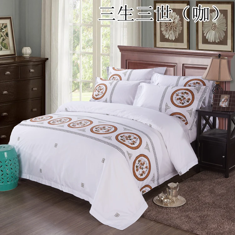 
Factory direct bedding hotel linen simple satin printing new 