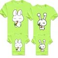 2016 New Summer Cartoon Rabbit Family Matching Outfits Mother Father Children Casual T shirt Parents child