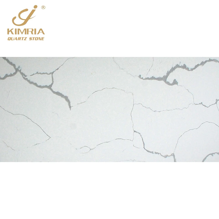 Wholesale Classical Marble Vein Artificial White Calacatta Quartz Stone Slab for Kitchen Island Countertops Vanity Tops Floor