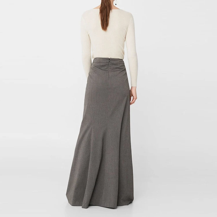 High Waist Flared Long Ribbed Pencil Skirt Chevron Skirt for Women Maxi Fashion Adults Flared Hem Printed 100% Polyester