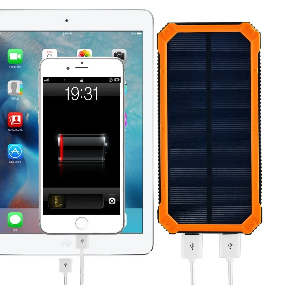 Solar Cell Phone Charger, Tomsenn 15000mAh Solar Power Bank Portable Dual USB Outdoor External Battery Pack for iPhone,