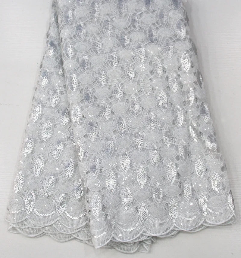 Wholesale Organza Sequin Lace Fabric with Stones 100% Polyester African Embroidery Lace For Wedding Dress