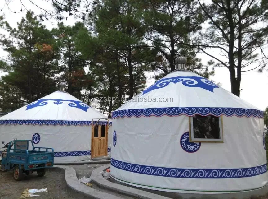 Yurt Tent Mongolian in China Manufacturer PVC Fabric Modern Two Bedrooms & One Living Room Outdoor Travel Hiking Camping 12-50m2