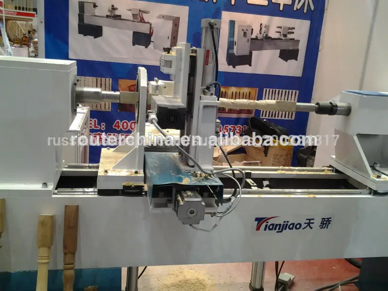 two blade single axis cnc wood lathe tj1530 cnc wood copying lathe with shaft