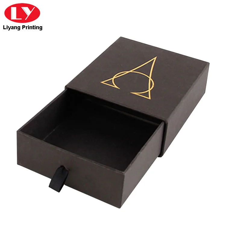 Luxury Drawer Box Matte Black Wallet Packaging Box Supplier in China