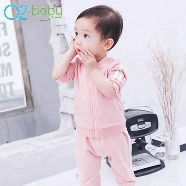 
High quality autumn cute turn-down collar cotton new born infant/toddler/baby girls clothes set 