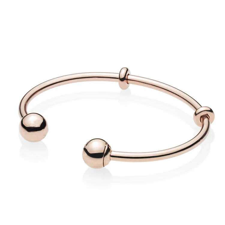 
Wholesale rose gold charm open bangle bracelet high quality custom woman bracelet bangle 