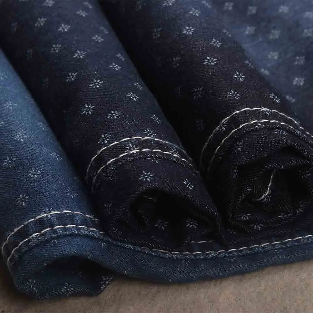 Wholesales factory cotton light weight  denim jeans fabric with printing