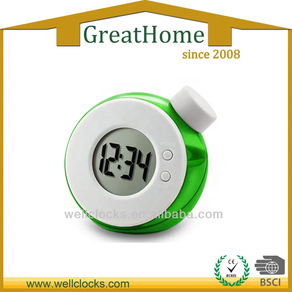 Cute Special Round Design Colourful Mini Water Power Table Alarm Clock