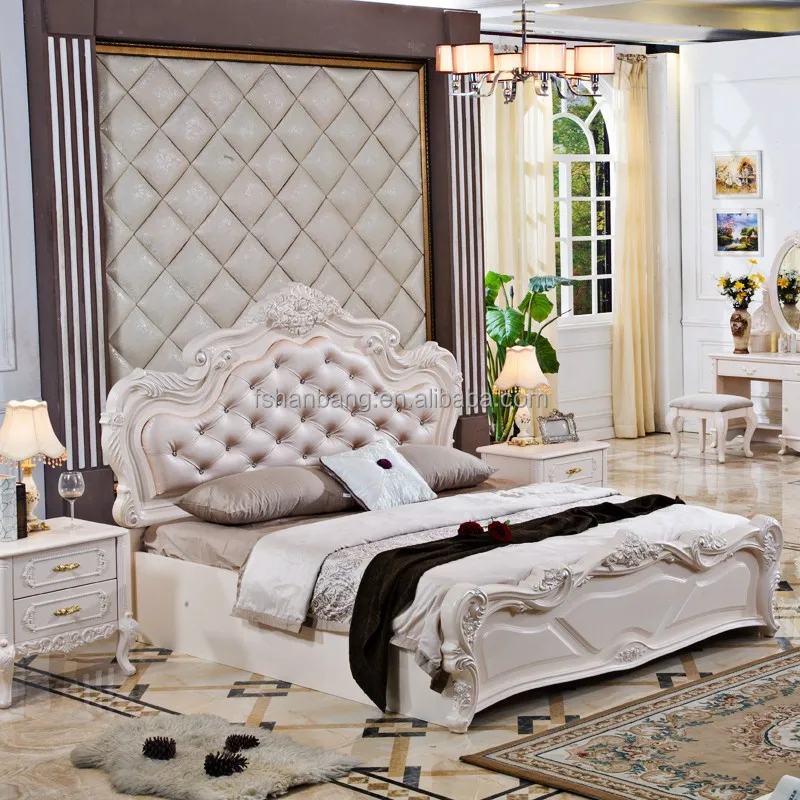 White Romantic High Storage French  Furniture Bedroom Set