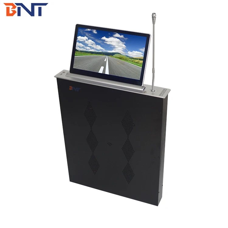 21.5 inch aluminum brushed frame motorized screen lcd  monitor lift with conference system microphone