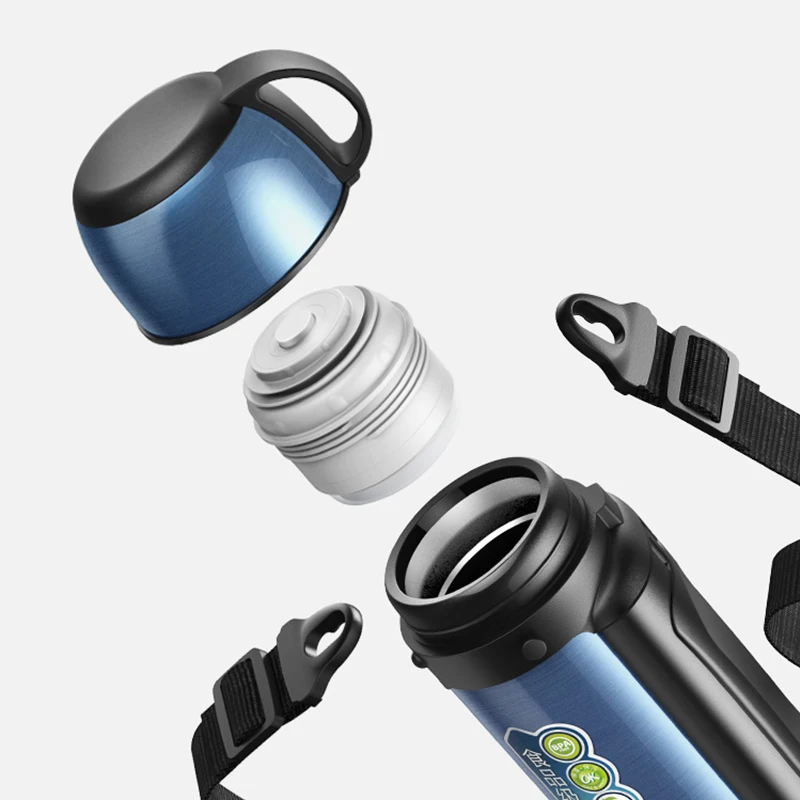 PINKAH Stainless Steel Bottle Outdoor Large Capacity Super Insulation Vacuum Travel Thermos Flask 2 Litre with Handle