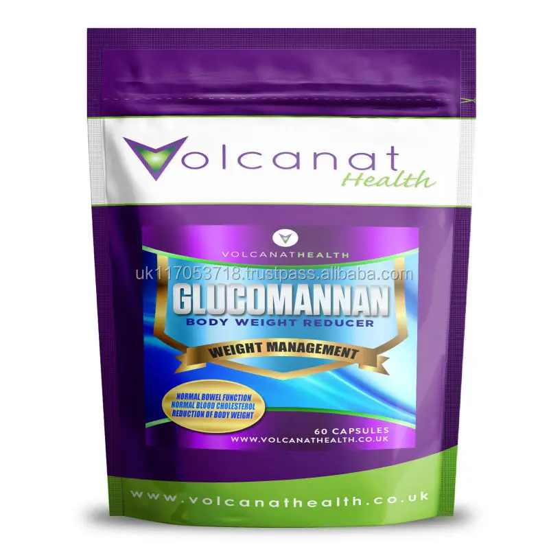 
Glucomannan 3000mg Capsules Dietary Supplement Pills Volcanat Health Premium Foil Pack 
