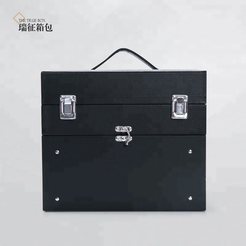 Professional Nail Case Box Leather Portable  Nail Polish Travel Case For Nail Beauty With Drawer