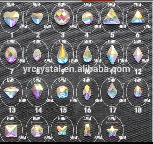 crystal AB teardrop  non hot fix foiled back bling nail art rhinestones