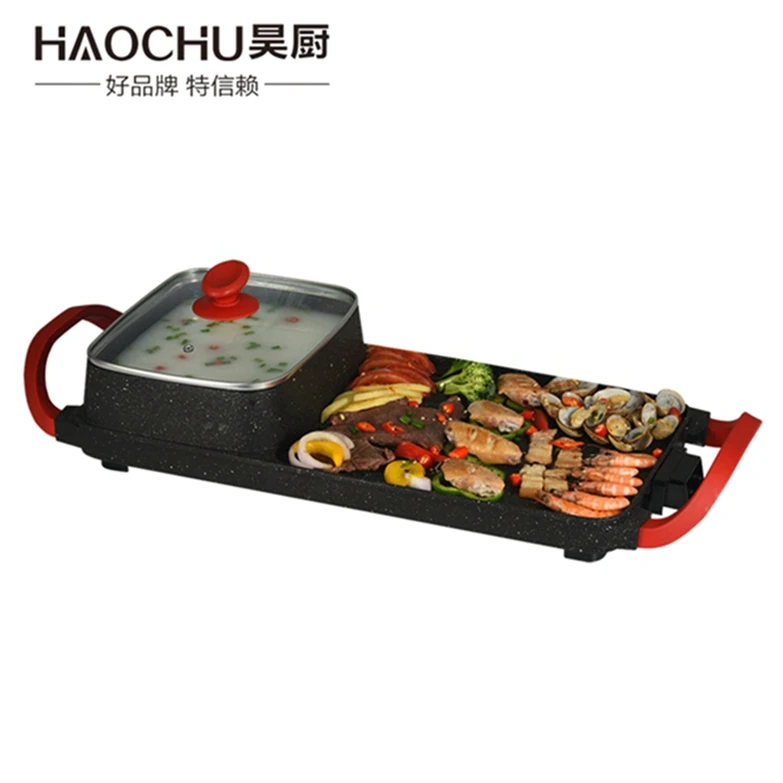 
household electric skillet electric korean bbq grill and hot pot with water tray 