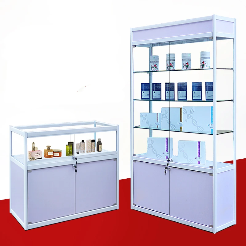 boutique pharmacy showcase shelf/ pharmacy special showcase display cabinet /western medicine  glass display stand