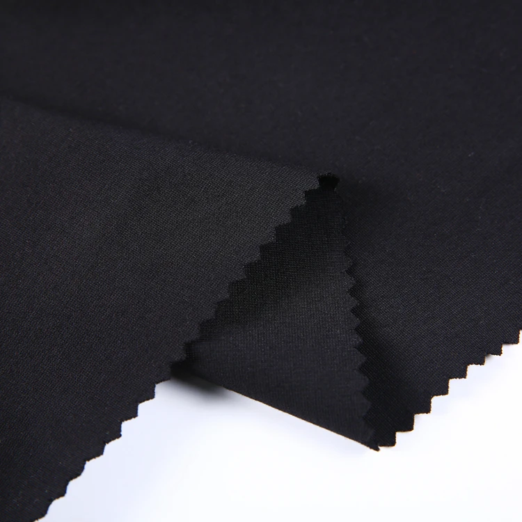 
Newest garment material textile black plain dyed tr punto nr roma fabric for pants 