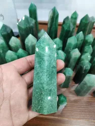 Factory high quality natural green strawberry quartz point crystal wand healing stone