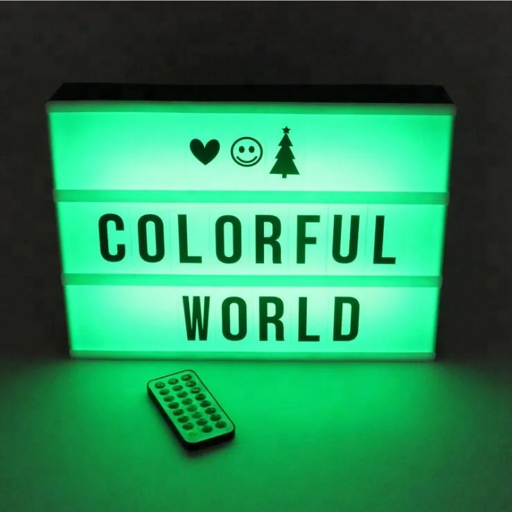RGB Color LED Letters Night Lamp Plastic LED Color Change Cinema LightBox A4 LED Cinematic Light Box With Letters
