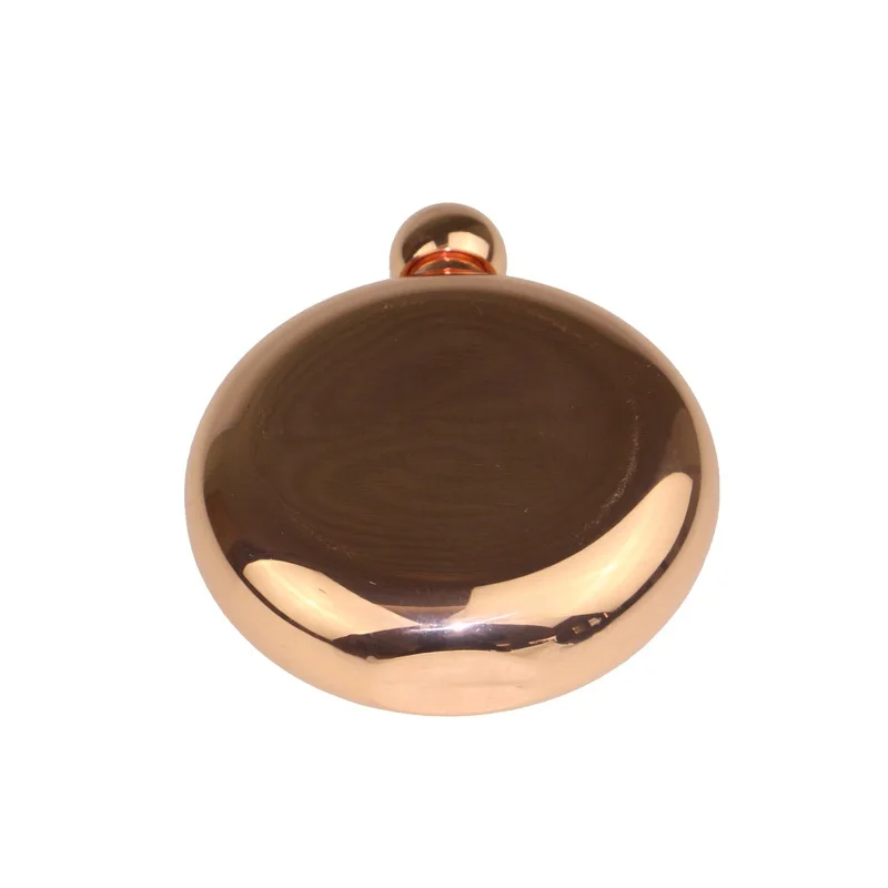 Индивидуализированная Гладкая круглая плоская фляжка из нержавеющей стали, 5 унций, Роскошная золотая плоская фляжка 3 унции, 5 унций, плоская фляжка цвета розового золота