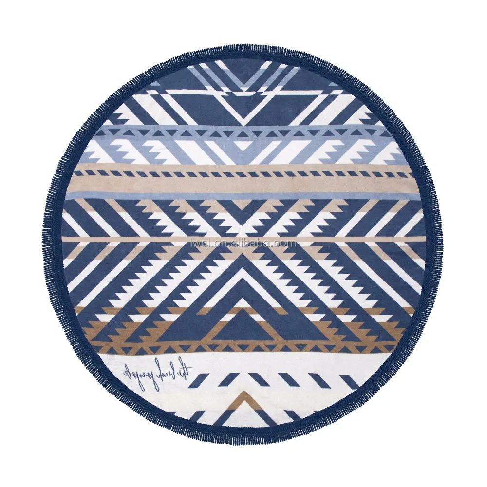 luxury beach use bath round towels with tassels custom design welcomed