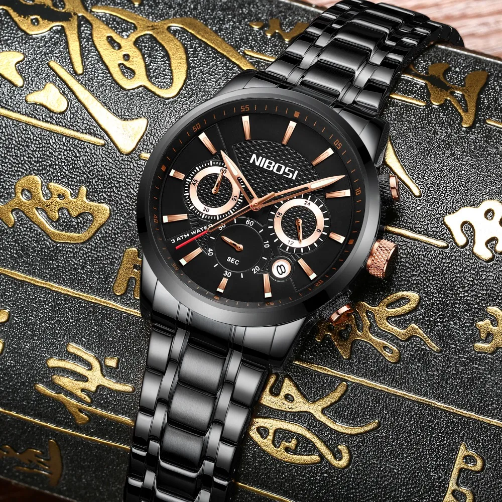 wholesale NIBOSI 2313 Cheap Price China Wholesale Chronograph Luminous Hands Men Quartz Watch Stainless Steel Watchband