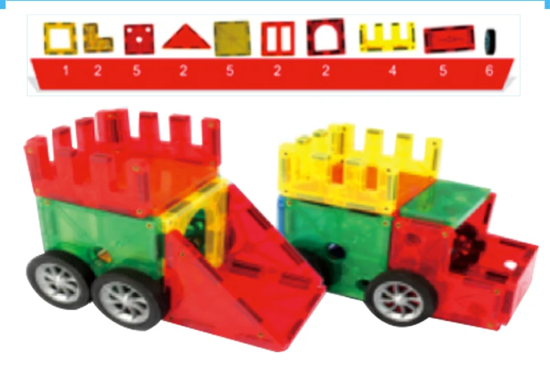 Magnetic Toys8332-32-Piece Clear Colors Magnetic Tiles Deluxe Building Set with Car