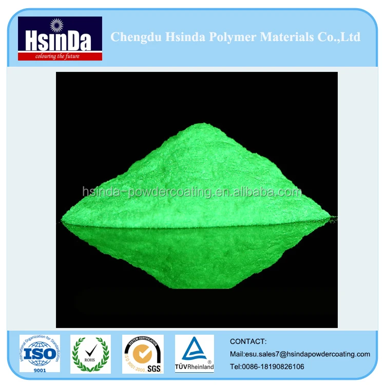 Safe reliable green pigment glow in the dark powder coating