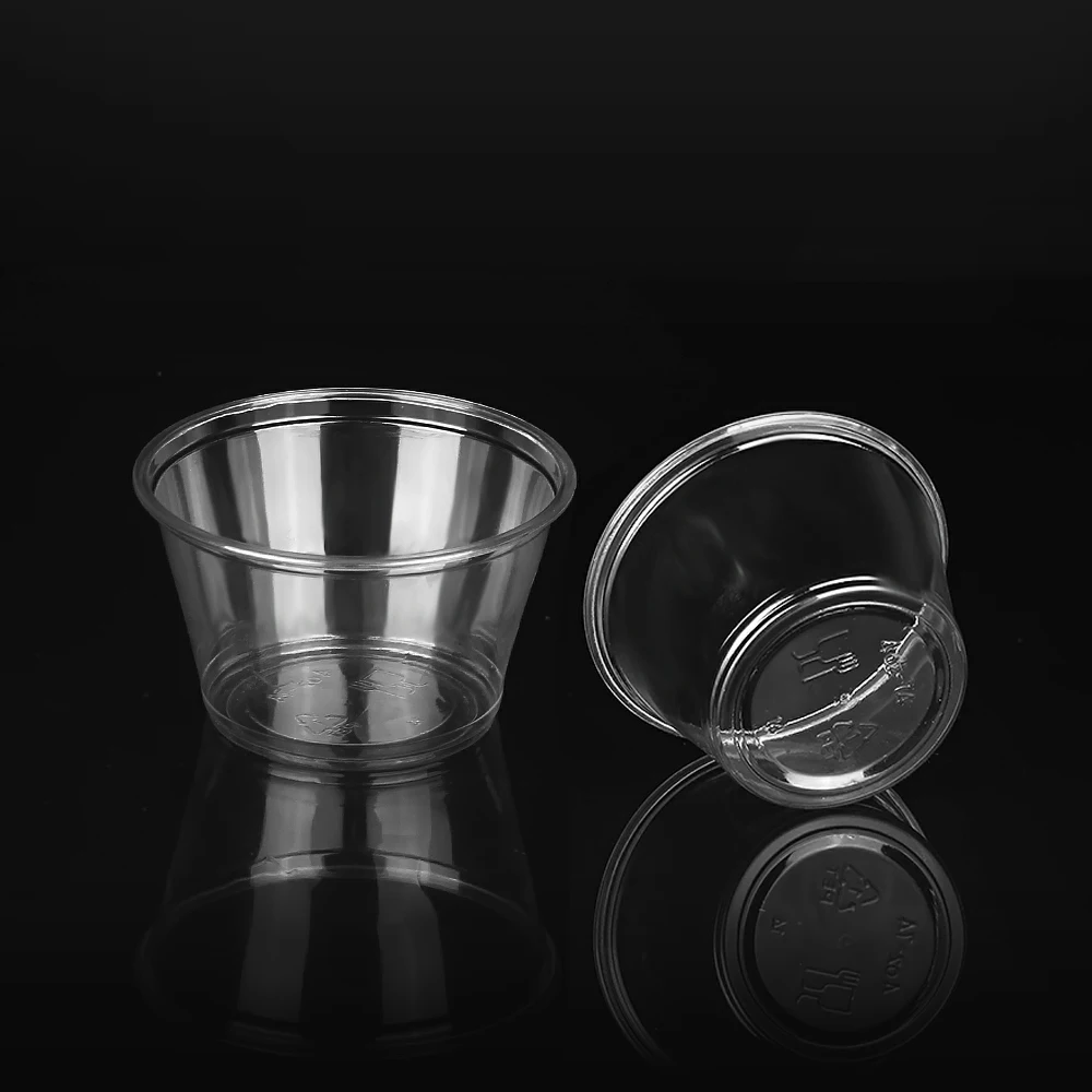 4oz Disposable Plastic PET Condiment Cup 120ml Sauce Souffle Portion Cup With Flat Dome Lid