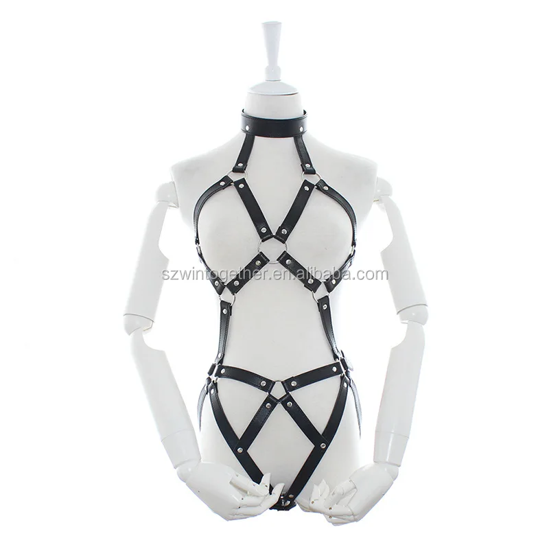 fetish slave sex toys for female chastity belt leather body harness bondage