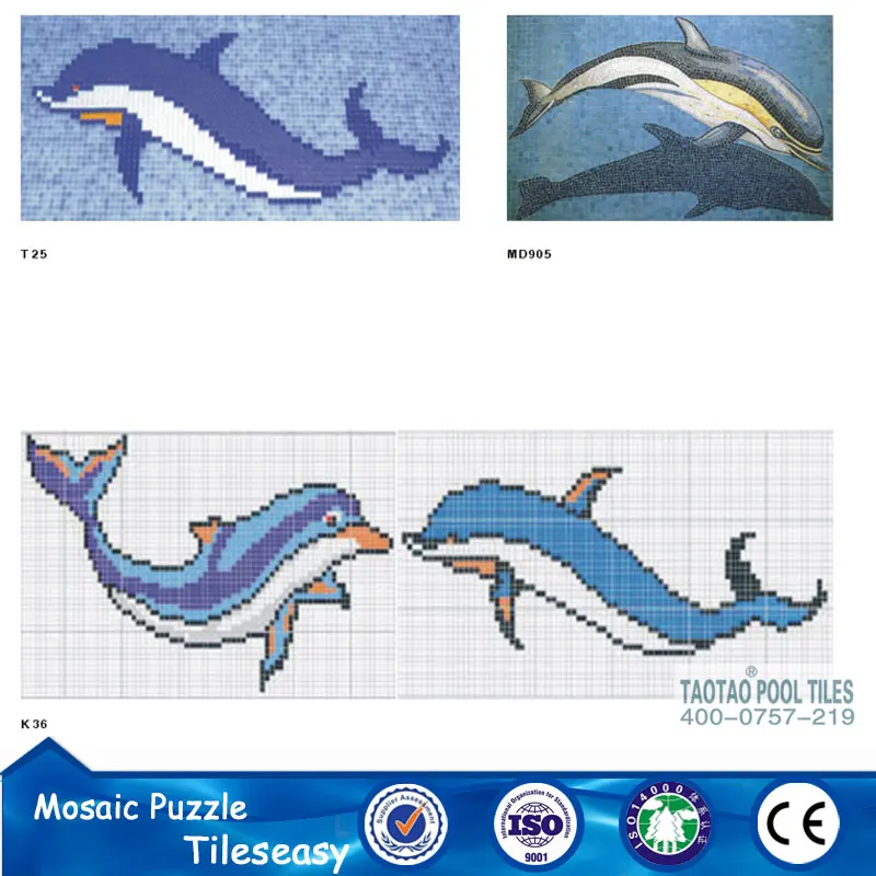 2016 new design puzzle artist dolphin mosaic tile for swimming pool in egypt