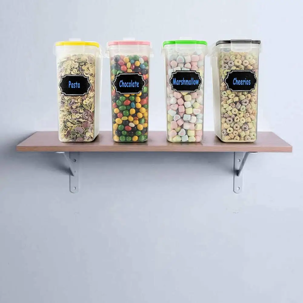 Stackable Large Kitchen Plastic Dry Cereal Food Storage Containers with Colorful Lids