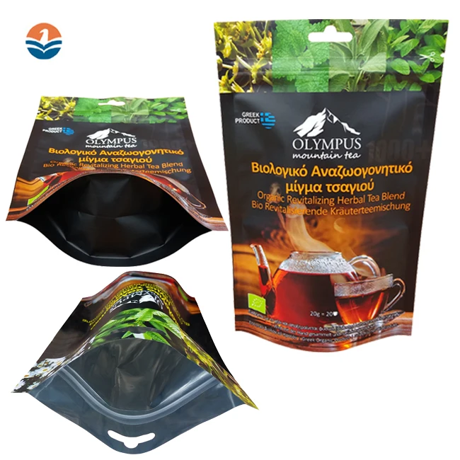 Lamination Heat Seal Zip Lock Standing Up Organic Tea Pouch Bags