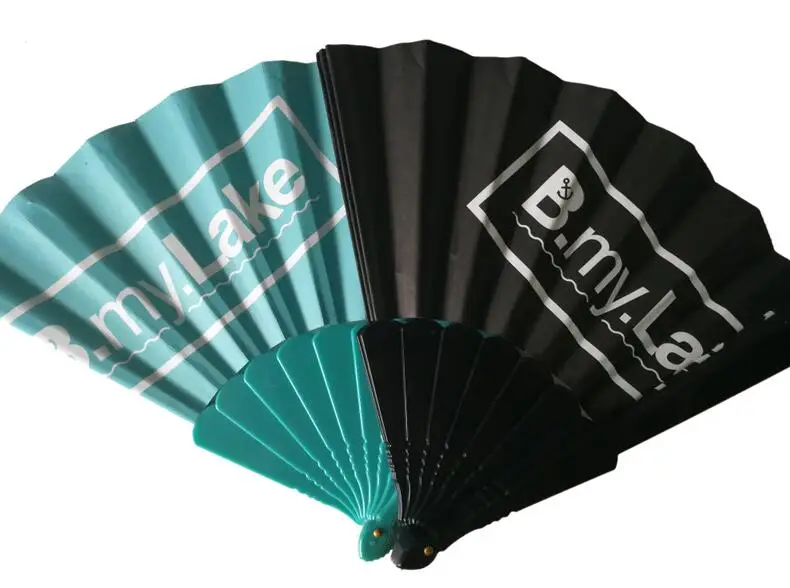 Customized Double Sizes Printing Paper Fan Plastic Hand