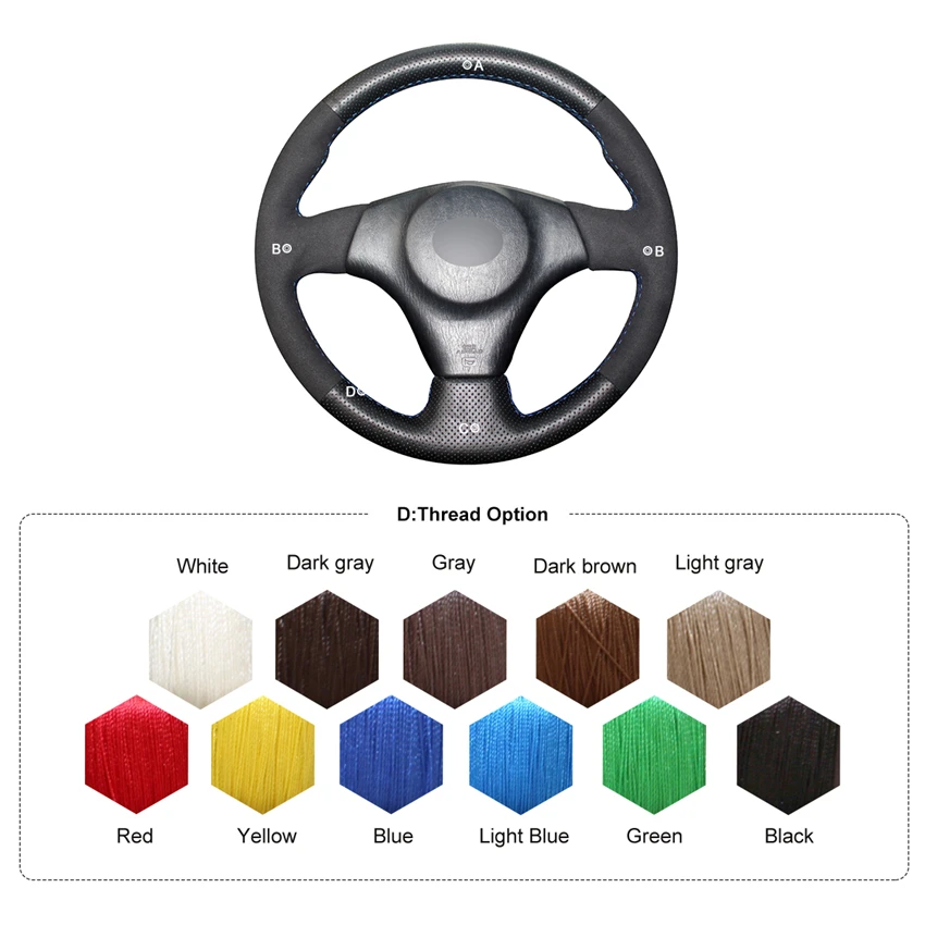 DIY Suede Black Leather Customized Car Wrap Steering Wheel Cover For Toyota Corolla Matrix 2003 2004 2005 2006 2007 2008