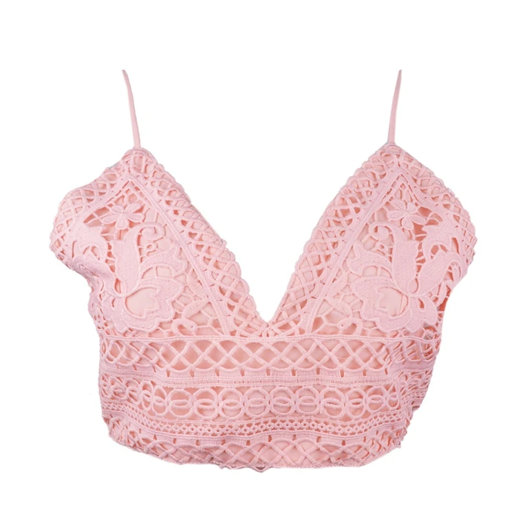 
KEYIDI deep V-neck halter sexy lace short tube top vest 