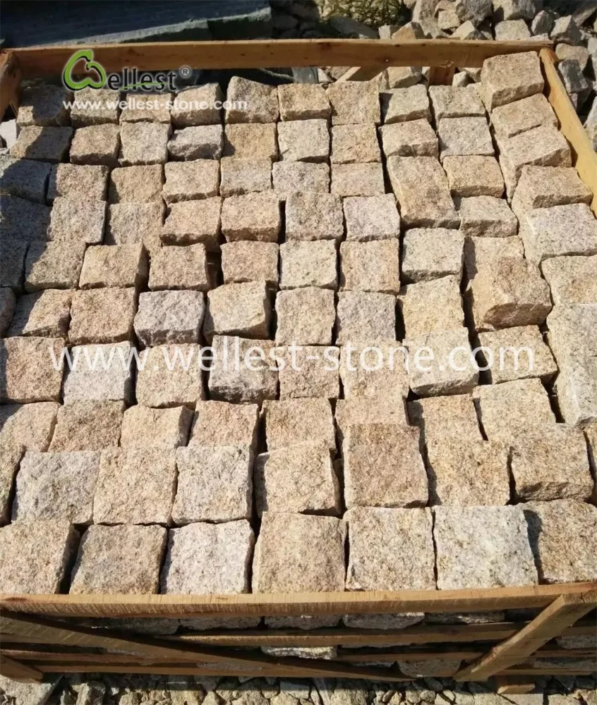 Cheap Price Yellow Granite Setts for Patio Cobblestone Pavers, Driveway Paving