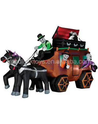 6 feet Halloween inflatable grim reaper horse Halloween promotion pumpkin carriage