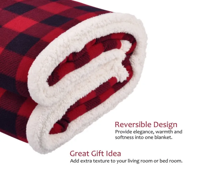 Рождество, День Святого Валентина, микрофибра, логотип, буйвол, клетка, Флисовое одеяло Sherpa