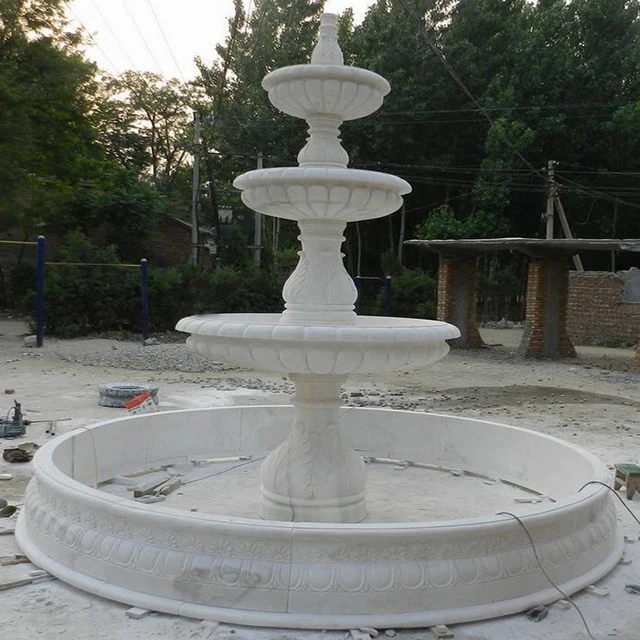 Customized Park Square Landscape Fountain,White Black Carving Granite Stone Courtyard Villa Decoration,Stone Fountain