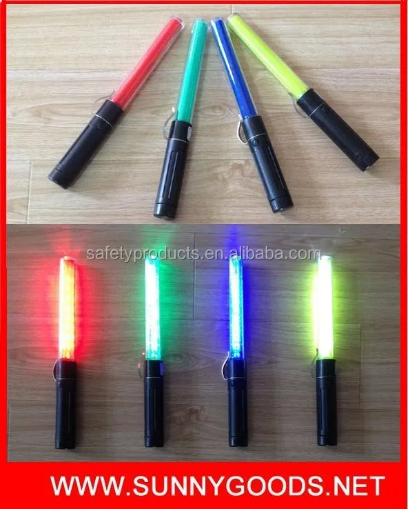 length28cm 10pcs red leds with torch light road safety tonfa baton