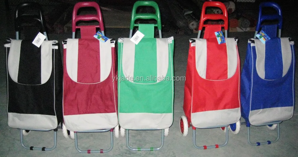 Fashion designers Model foldable shopping trolley canvas shopping cart supermarket foldable colorful handle carry carts