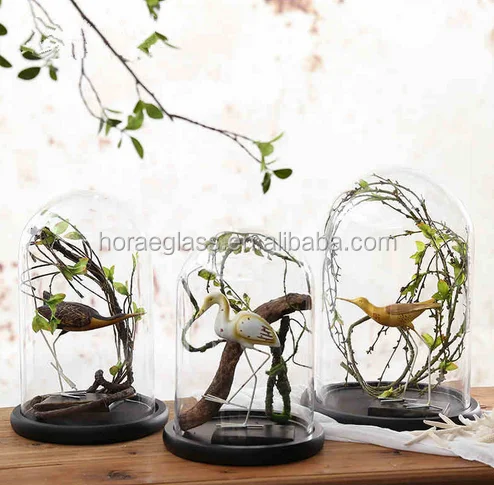 Glass Doll Dome With Black Wood Base Big Size For Wedding Party Event Table Centerpiece Decoration Cake Cover