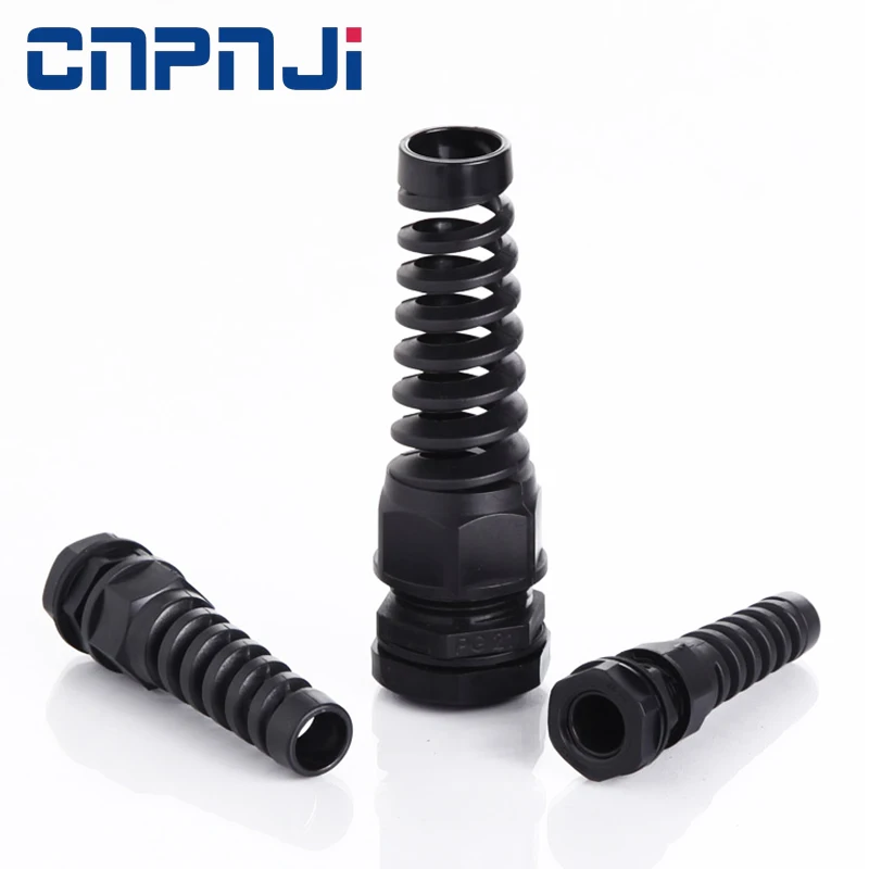 Black waterproof joint PG11 5-10mm Dia spiral  cable gland with Strain Relief
