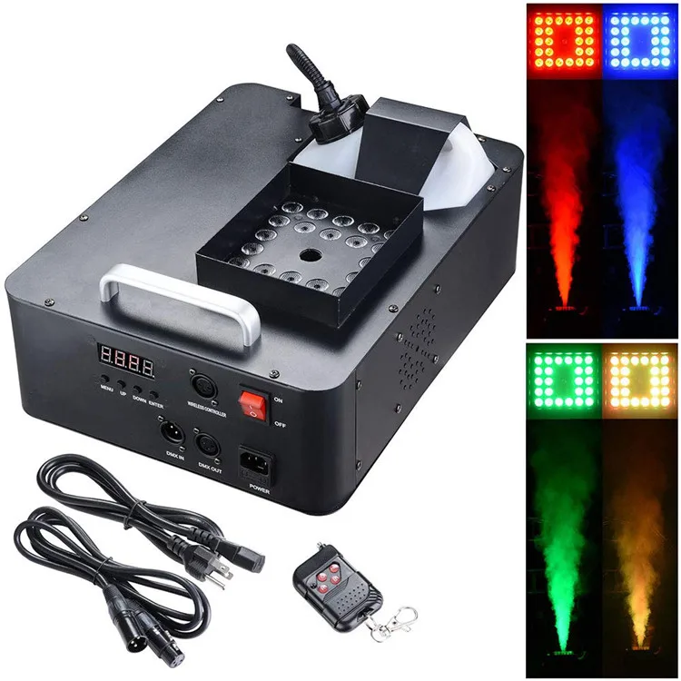 1600W 1500w smoke Fog Machine with 24 LED Lights wire and wireless control